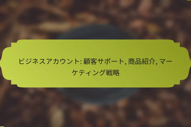 ビジネスアカウント: 顧客サポート, 商品紹介, マーケティング戦略
